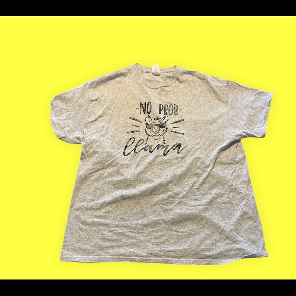 Size extra large mens short sleeved t shirt. “No Prob Llama”